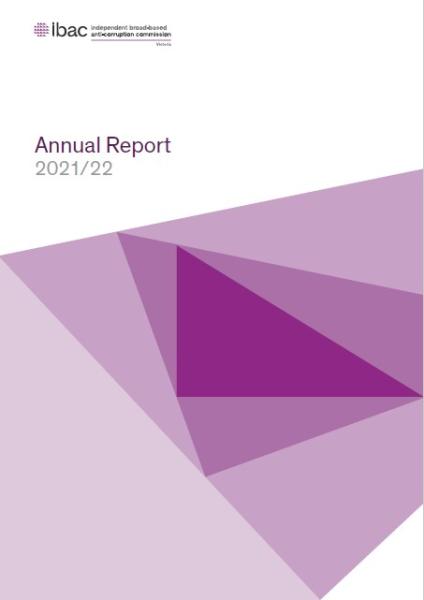 Cover for 2020/21 corporate report (abstract purple triangles)